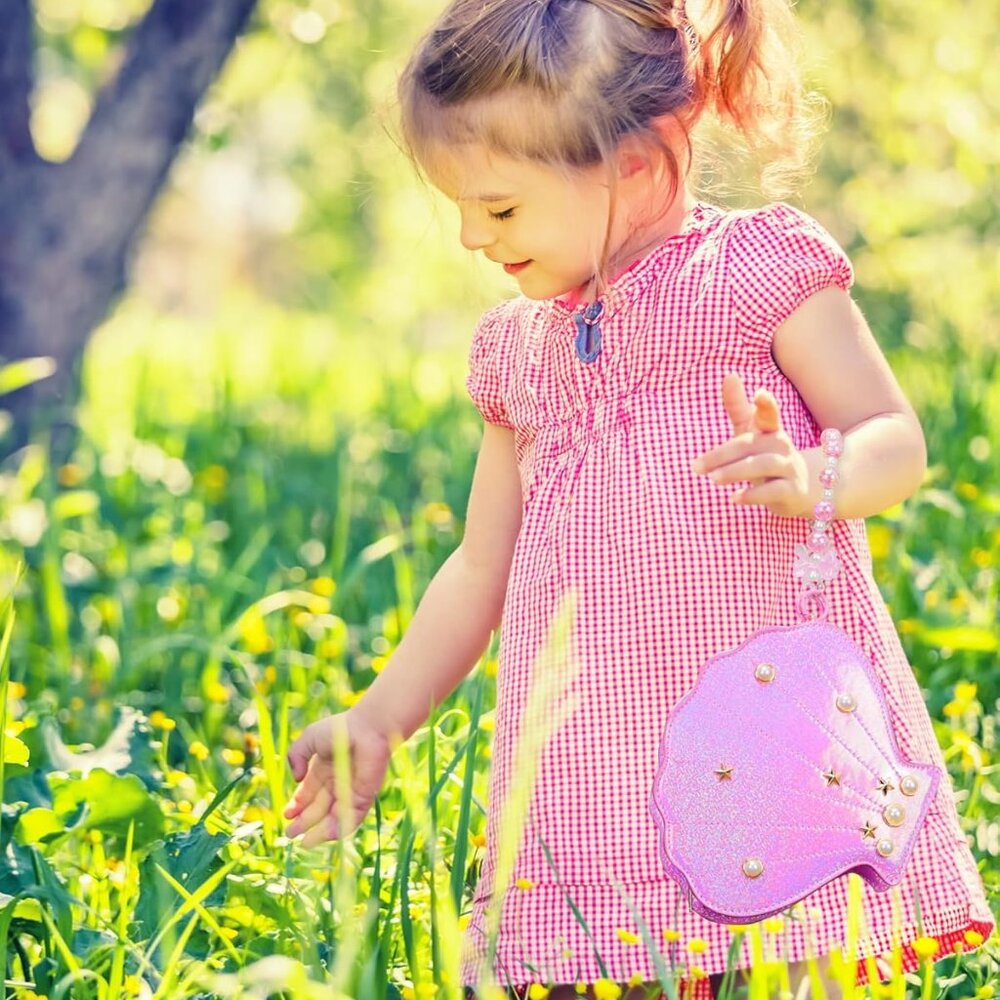 Shells Little Girl Crossbody Purse for Toddler,Shoulder Handbag,Pearl Princess C - Picture 7 of 7
